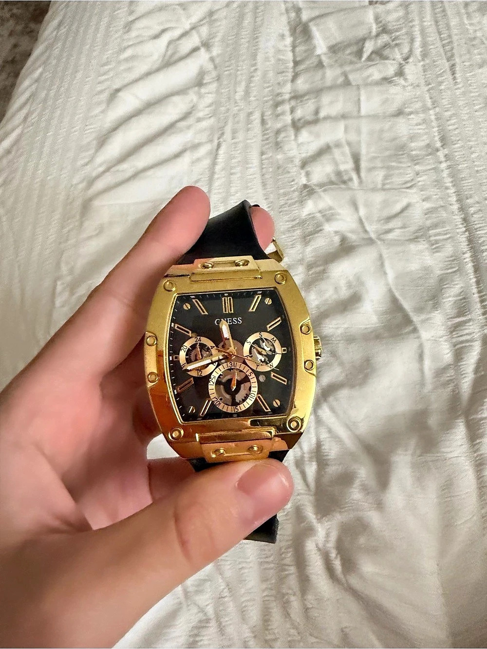 Guess Gold & Black Chronograph Watch